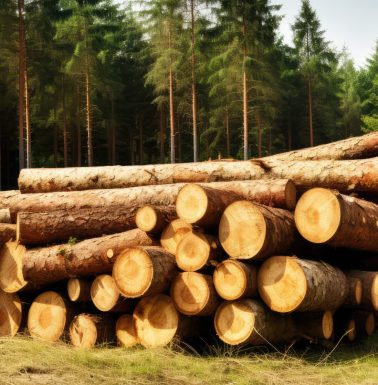 Collecting timber in the woods